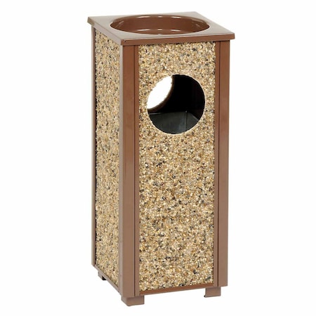 Global Industrial Square Outdoor Can, Brown, Steel, 10-1/4 in 238242BN